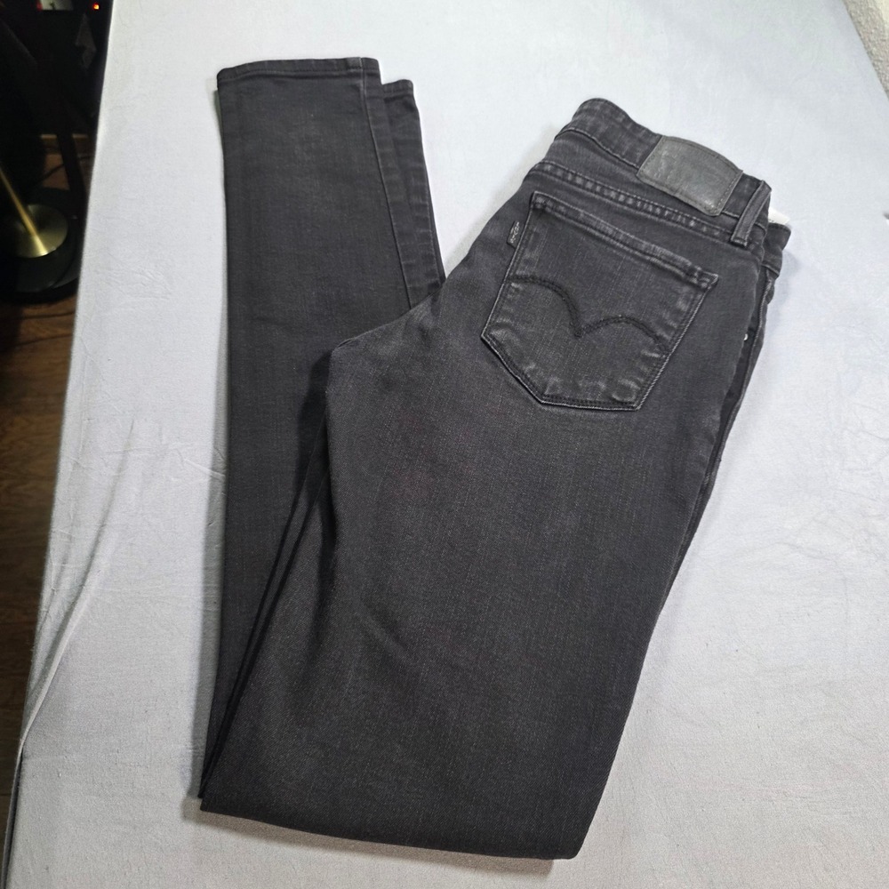 Levis 711 Skinny Jeans Womens 28 Faded Black Mid Rise Stretch Denim Pants